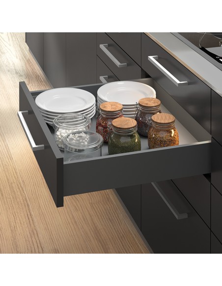 Kit de tiroir pour cuisine et salle de bain Vertex de hauteur 93 mm avec panneaux incluses. 