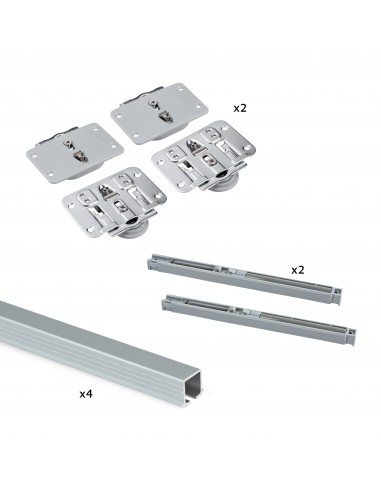 Emuca Système Flow en format kit pour une armoire avec 2 portes coulissantes soutenues en bois à fermeture amortie 