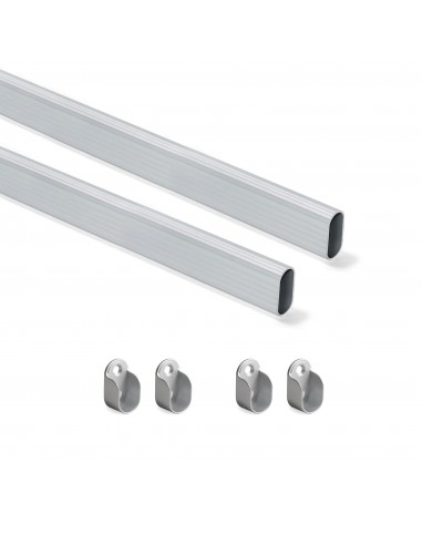 Kit tube de penderie 30x15 mm aluminium 