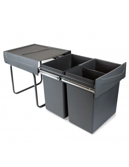 Emuca Poubelles de recyclage Recycle pour la cuisine, 2 x20 L, fixation inférieure et extraction manuel. 