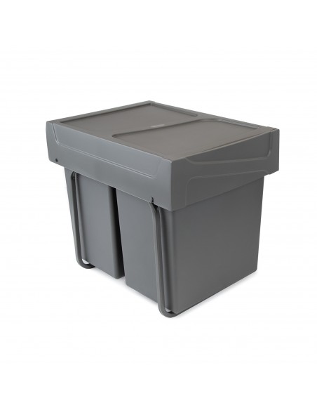 Emuca Poubelles de recyclage Recycle pour la cuisine, 2 x20 L, fixation inférieure et extraction manuel. 