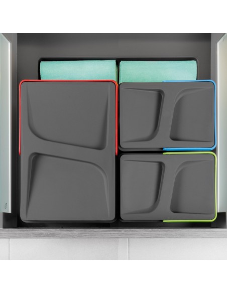 Emuca Kit de poubelles avec base Recycle pour tiroir de cuisine 