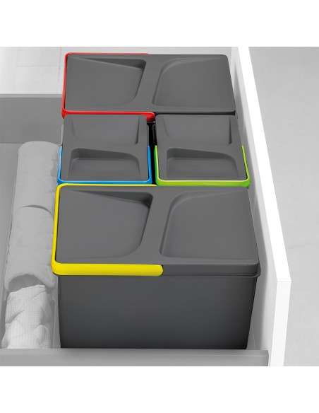 Emuca Kit de poubelles avec base Recycle pour tiroir de cuisine 