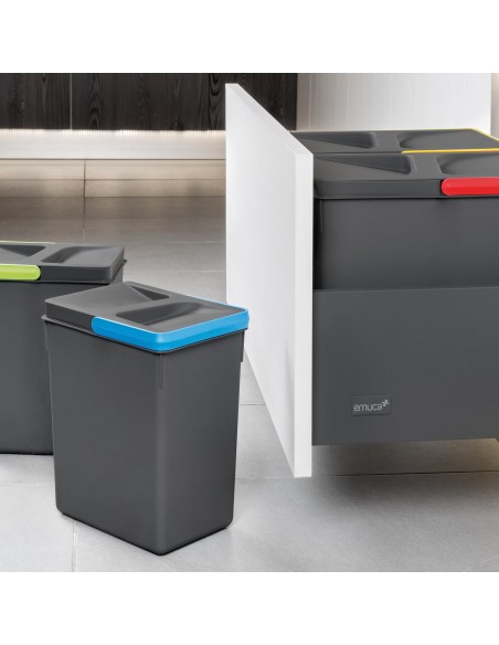 Emuca Kit de poubelles avec base Recycle pour tiroir de cuisine 