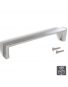 Lot de Poignées Fuji pour meuble, entraxe 128 mm, Zamak, Nickel satiné, 25 ut. 