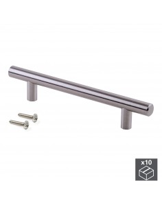 Lot de Poignées Orlando pour meuble, D. 12 mm, entraxe 384 mm, Acier, Nickel satiné, 10 ut. 