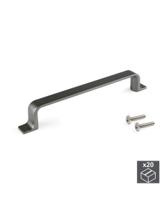 Lot de Poignées Kobe pour meuble, entraxe 128 mm, Zamak, Couleur titane, 20 ut. 