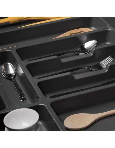Range-couverts Optima pour tiroir de cuisine Vertex/Concept 500, module 450 mm .Panneau 16mm, Plastique, gris anthracite 