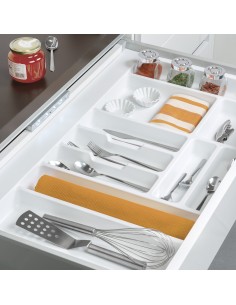 Range-couverts Optima pour tiroir de cuisine Vertex/Concept 500, module 800 mm .Panneau 16mm, Plastique, blanc  2