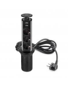 Multiconnecteur élevable Vertikal, EU, Peint en noir, Plastique et Aluminium 