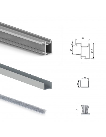 Système coulissant Placard pour armoires, 2 portes avec profils Sharp, épaisseur 16mm, fermeture amortie, panneaux non inclus 