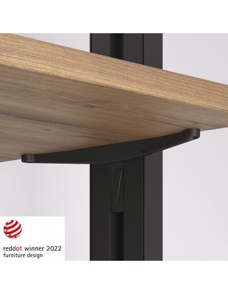 Kit Zero de supports pour étagères en bois et module, Peint en noir texturé, Zamak et Plastique 
