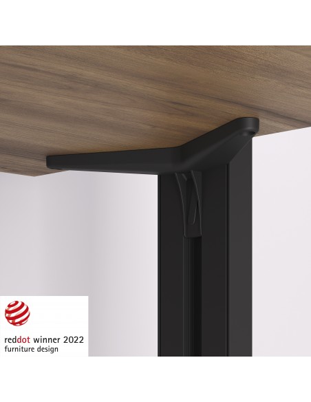 Kit Zero de supports pour étagères en bois et module, Peint en noir texturé, Zamak et Plastique 