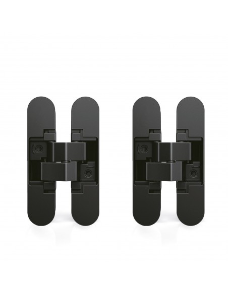 Charnière invisible pour portes, charge de 40 kg, ouverture de 180º, zamak, noir, 2 un. 