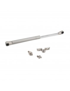 Piston diamètre 12 Thin avec fixations pour porte relevable, 10 kg, Peint en nickel mat, Acier et Plastique 
