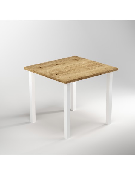 Pieds carrés pour table, 50x50mm, Peint en blanc, Acier, 4 u 