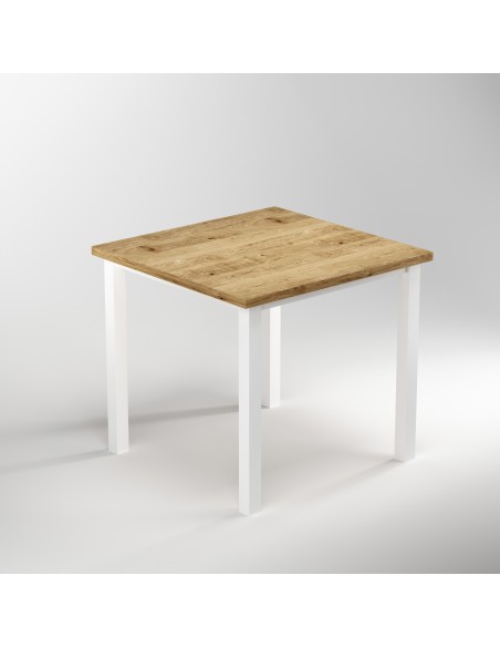 Pieds carrés et cadre de table, 50x50mm, 750x750, Peint en blanc, Acier, 1 ut. 