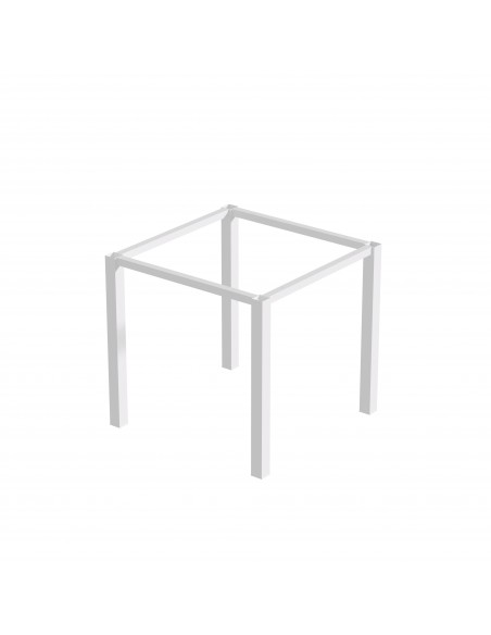 Pieds carrés et cadre de table, 50x50mm, 750x750, Peint en blanc, Acier, 1 ut. 