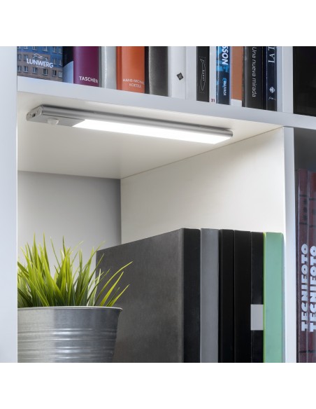 Luminaire LED Kaus rechargeable par usb avec détecteur de mouvement, L 600 mm, Anodisé mat, Plastique et Aluminium 