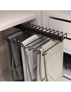 Porte-pantalons extractible, Peint en noir, Acier, 1 ut.  2