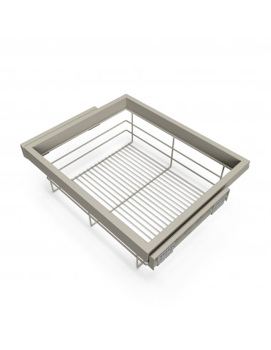 Kit de panier à fils avec glissières à fermeture douce pour armoire, réglable, module 600mm, gris pierre 