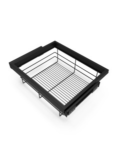 Kit de panier à fils avec glissières à fermeture douce pour armoire, réglable, module 600mm, noir texturé 