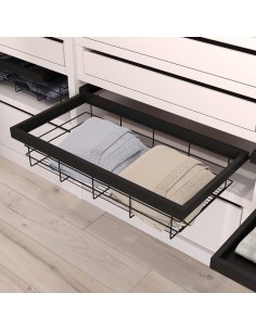 Kit de panier à fils avec glissières à fermeture douce pour armoire, réglable, module 600mm, noir texturé  2
