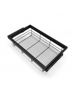 Kit de panier à fils avec glissières à fermeture douce pour armoire, réglable, module 800mm, noir texturé 