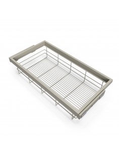 Kit de panier à fils avec glissières à fermeture douce pour armoire, réglable, module 900mm, gris pierre 