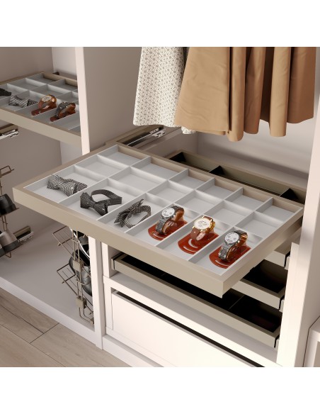 Kit de tiroir d'organisation avec glissières à fermeture douce pour armoire, réglable, module 600mm, gris pierre 