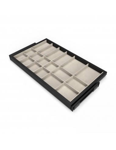 Kit de tiroir d'organisation avec glissières à fermeture douce pour armoire, réglable, module 800mm, noir texturé et gris pierre