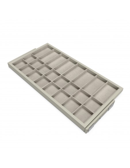 Kit de tiroir d'organisation avec glissières à fermeture douce pour armoire, réglable, module 900mm, gris pierre 