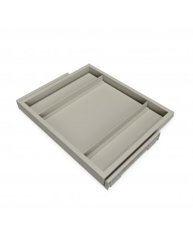 Kit de plateaux avec glissières à fermeture douce pour armoires, réglable, module 600mm, gris pierre 