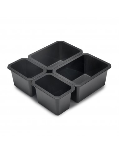 Cubes organisateurs Tidy de tiroirs de salle de bain, Plastique gris antracite, Plastique, 4 cubes 