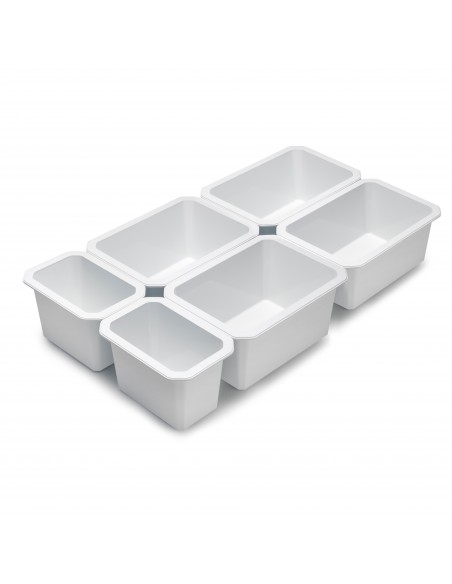 Cubes organisateurs Tidy de tiroirs de salle de bain, Plastique blanc, Plastique, 6 cubes 