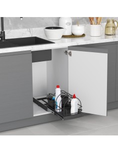 Plateau pour accessoires de cuisine, fixation par le bas et extraction manuelle, Plastique gris antracite, 1 u  2