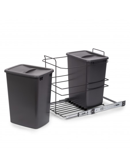 Poubelle de recyclage Recycle pour cuisine, 2 x 35 L, fixation par le bas et extraction manuelle, 1 u 