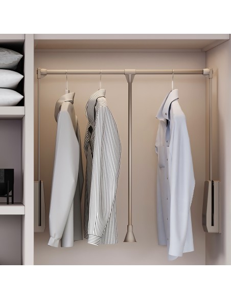 Penderie rabattable pour armoire Hang, 600 - 830, Peint couleur pierre, Acier et Plastique, 1 ut. 