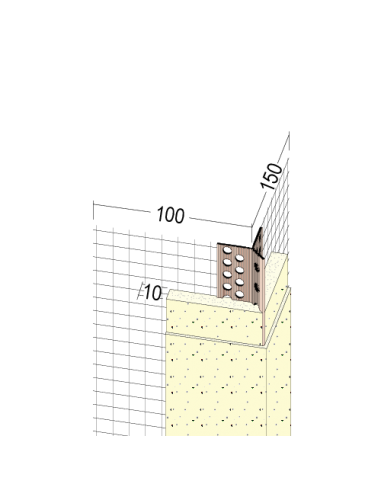 Cornière d'Angle pré-entoilé avec repère d'enduit 10 mm 