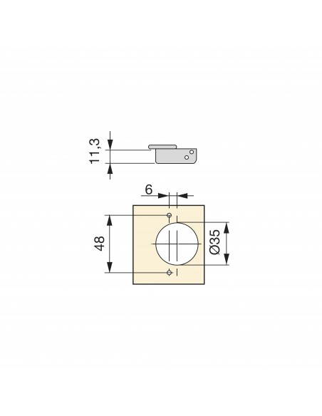 Kit charnière coudée pour montage en applique sur panneau mitoyen X92 avec fermeture amortie et embase, Embase à visser, Nickelé