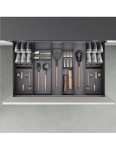 Organisateur Orderbox pour tiroir, 150x470 mm, Gris anthracite, Acier et Bois 