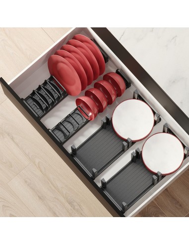 Porte-assiettes Orderbox vertical pour tiroir, 159x468 mm, Gris anthracite, Aluminium et Plastique 