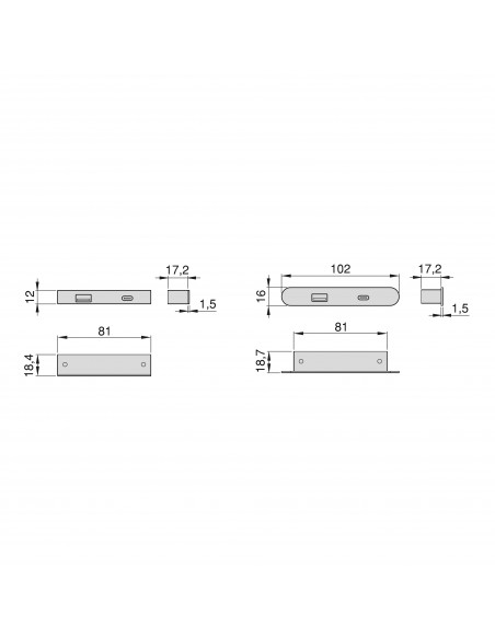 Connecteur USB A+C Linky (81x12mm), 5V DC 2A (10W), Plastique noir, Plastique 