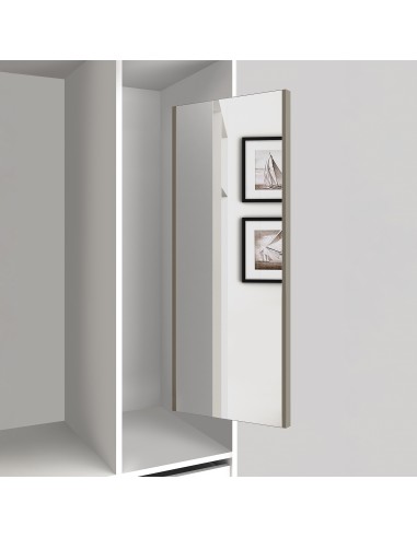 Miroir extractible pour l'intérieur de l'armoire, Peint gris pierre, Acier et Plastique et Verre 