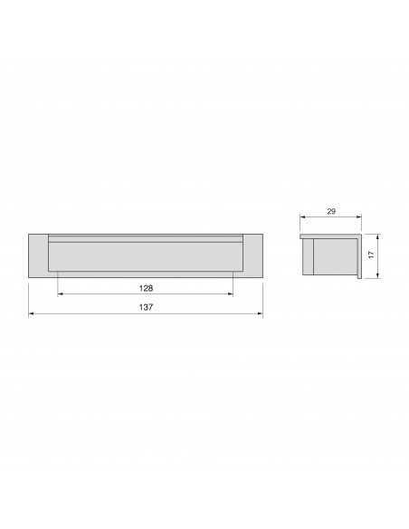 Lot de 10 poignées pour meubles Modena, L137mm, entraxe 128mm, Zamak, Peint en aluminium 