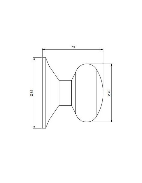 Bouton de porte d'entrée, Modèle Bowler, Ø70mm poignée pour porte d'entrée, Acier inoxydable, Nickel satiné 