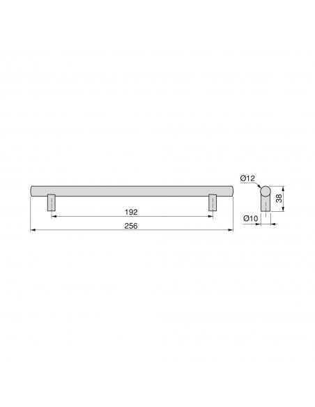 Lot de 10 poignées pour meubles Miami, L272mm, entraxe 192mm, Acier inoxydable, Peint en noir 