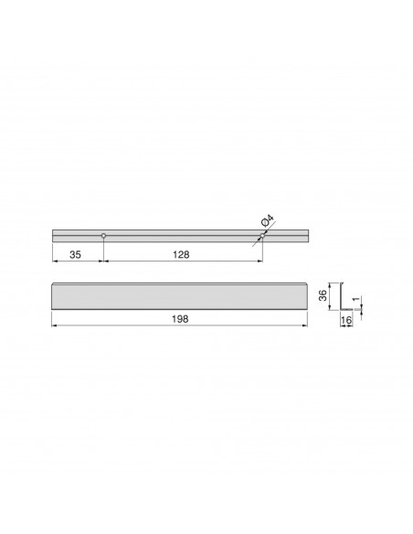 Lot de 10 poignées pour meubles Setubal, L198mm, entraxe 128mm, Aluminium, Anodisé mat 