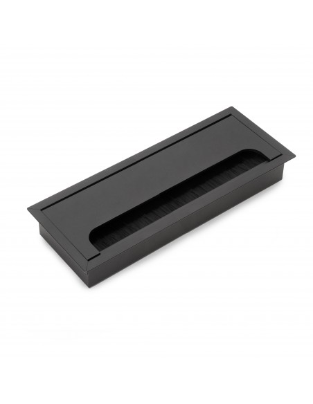 Passe-c�bles de table Emuca Quadrum, rectangulaire, 269x80mm, � encastrer, Aluminium, Peint en noir 