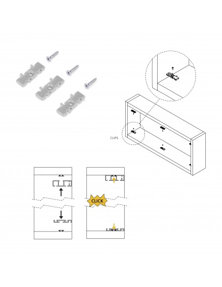Emuca Kit de ferrures pour Flow2 2 portes coulissantes et armoire � fermeture souple avec rails de surface 2,35m, panneaux non i